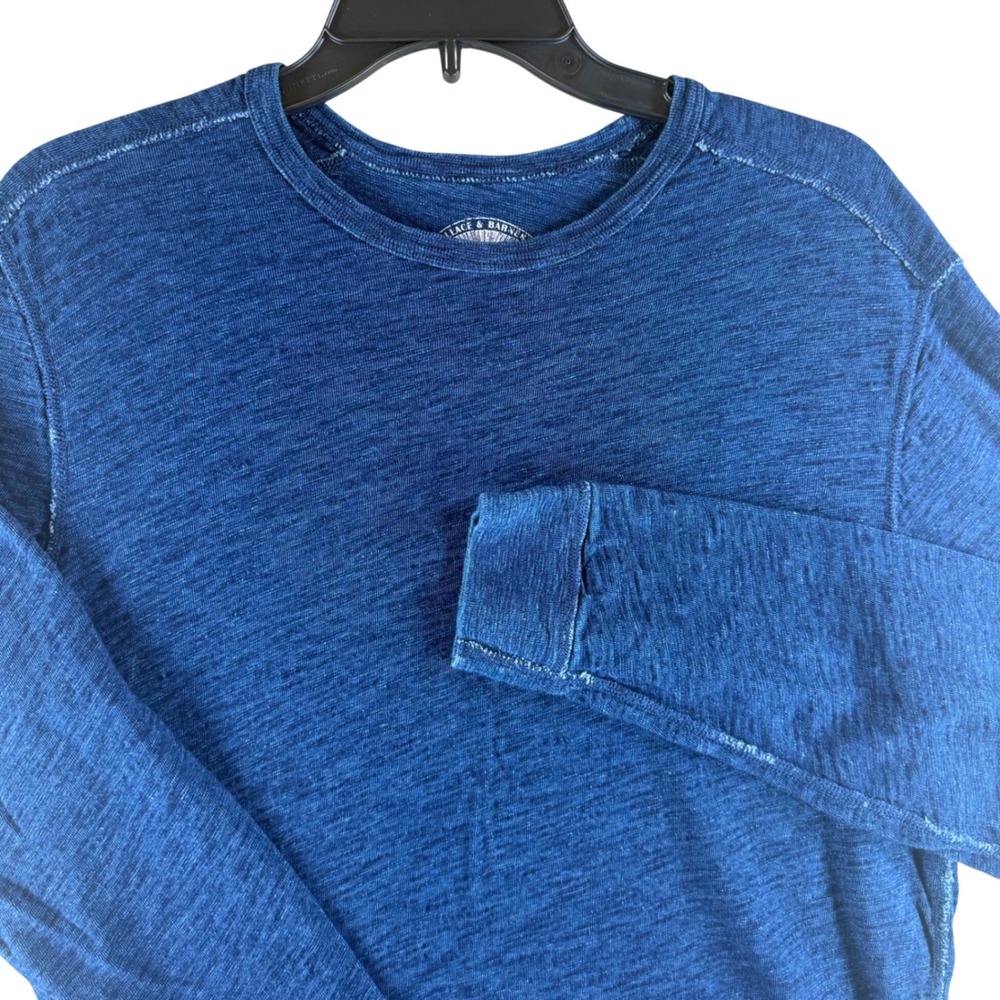 Wallace & Barnes Indigo Slub Cotton Tee Medium Blue Crew Neck B7509 Mens